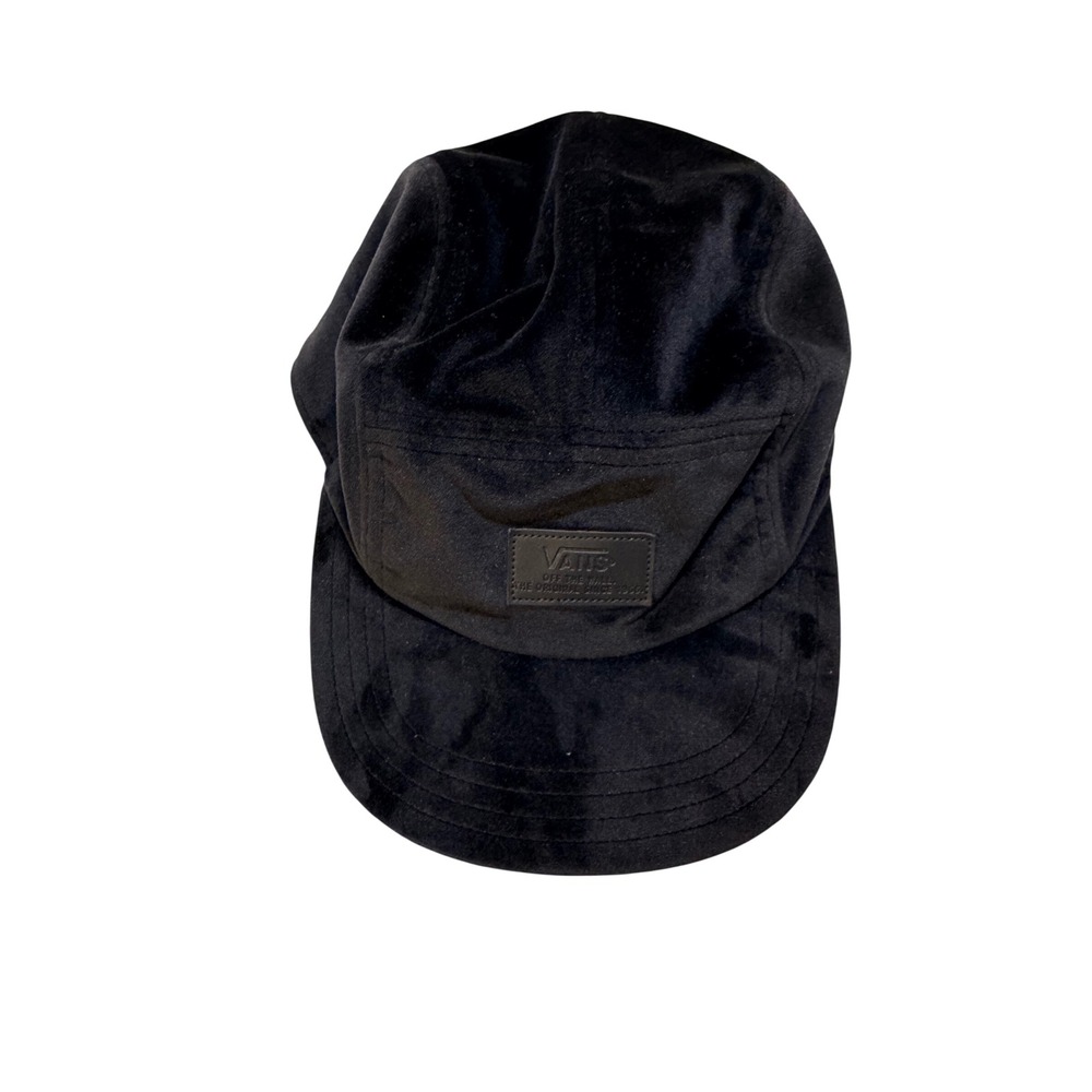 Vans Off The Wall Black Velvet 5 Panel Camper Hat Adjustable Strapback Cap